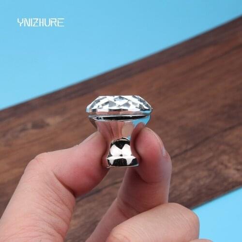 25mm rhinestone drawer win cabinet knob pull glass diamond dresser kitchen cabinet door handle silver gold transparent crystal