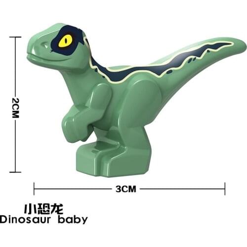 3PCS Green Baby Rex Jurassic Dinosaur Building Blocks Toys Park Compatible Major Brand Gifts Simulation Animal Rex Raptor