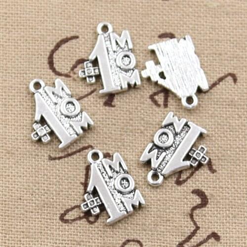 30pcs Charms #1 MOM Mama 15x12mm Antique Silver Color Pendants DIY Necklace Crafts Making Findings Handmade Tibetan Jewelry