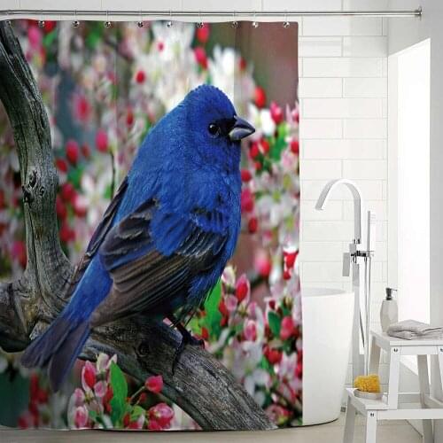 3D Flowers Shower Curtain blumen Waterproof Mildewproof Bathroom Curtains Polyester Fabric Bird Bath Curtains With 12 Hooks