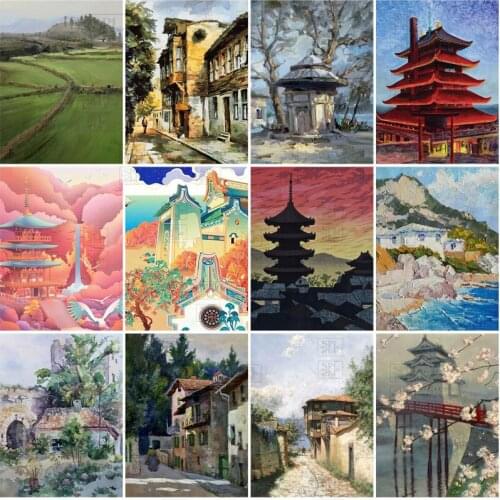 5D Diy Diamond Painting Oil Painting Landscape Full Round Square Embroidery Scenery Mosaic Cross Stitch Kit Picture Home Decor