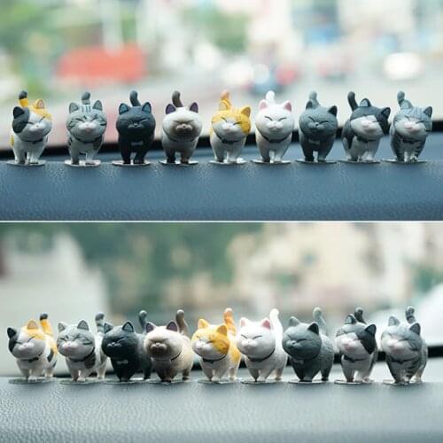 9 Per Set Car Decoration Simulation Cat Doll Kitty Creative Car Center Console Toy Cat Micro Landscape Cute Car Accessories Gift
