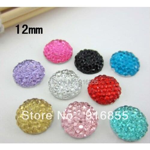 Free shipping 300pcs/lot 12mm fashion round shape mixed color flat back resin rhinestone for DIY decoration