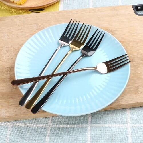 Food Fruit Fork Cake Dessert Forks for Hotel Party Long Handle Tableware Stainless Steel Dinner Fork Kitchen Accessories