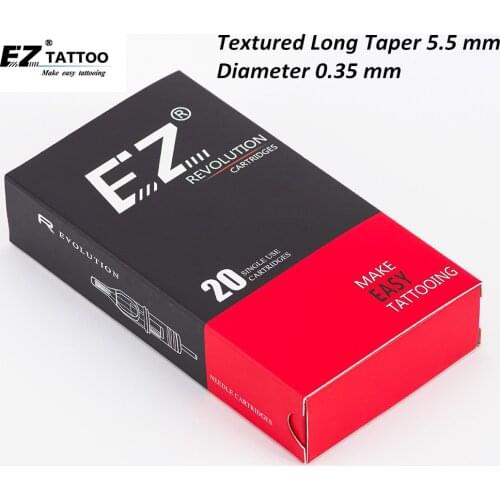 EZ Revolution Tattoo Needle Cartridge Textured L-Taper Curved Magnum Needle for Rotary Tattoo Machines 20PCS /Box