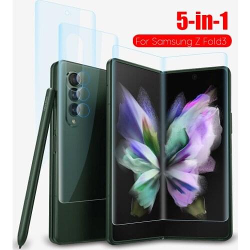 5-in-1 Hydrogel Soft Film For Samsung Galaxy Z Fold3 5G Fold 3 Samsun ZFold3 Back Screen Protector Camera Lens Glass
