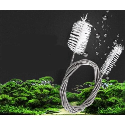 Aquarium Cleaning Brush Tools Stainless Steel Fish Tank Water Pipe Spring Cleaning Brush Air Tube Hose Water Pump Connector