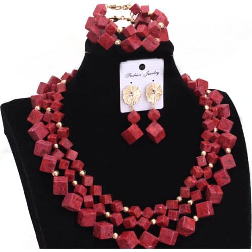 Orange 100% Genuine African Coral Beads Necklace Set Nigerian Wedding Sexy Bridal Jewelry Set Dubai 2018 Free Shipping