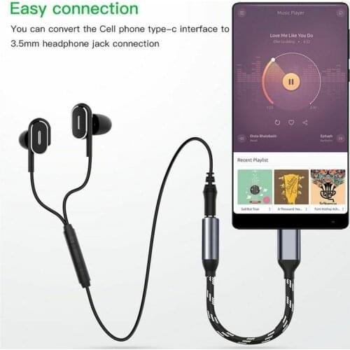 Kphrtek 1pc USB Type C to 3.5mm Earphone Audio Jack OTG Adapter High Fidelity Cord Android