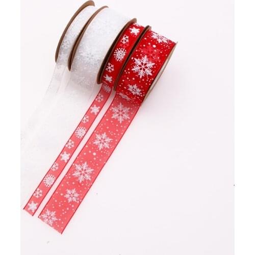 10mm/25mm 10m/lot Snowflake nastro organza Gift Wrapping Party Christmas Ribbons crafts Decoration Лента атласная rubans ленты
