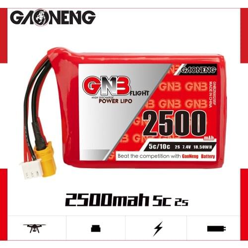 Gaoneng GNB 2500mAh 2S 7.4V 5C Lipo Battery With XT60 and 2S1P Plug for Radiomaster TX12 Transmitter Remote Control RC Parts