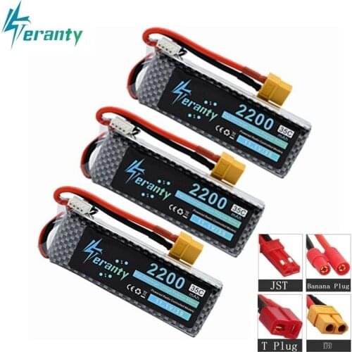 11.1v 2200mAh 35C LiPo Battery XT60/T/JST/EC5 Plug For RC Car Airplane Helicopter 11.1v Rechargeable battery 3s Lipo Battery 3pc