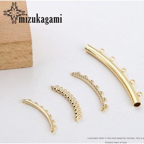 10pcs/lot copper plated 18k true gold geometric crescent Connector pendant DIY handmade earring pendant material accessories