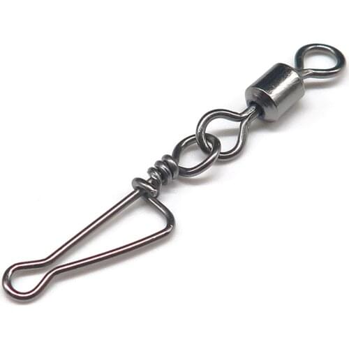 Minfishing 50 PCS/Lot Stainless Steel Fishing Swivel with Italian Snap Hook Connector Carp Accessories