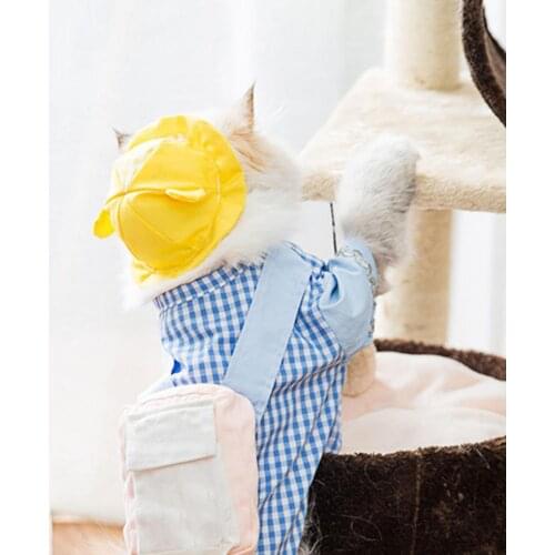 Fashion Cute Lovely Pet Hat All-matching Plaid Fabric Adorable Summer Pet Hat Summer Dogs Accessories Caps Supplies
