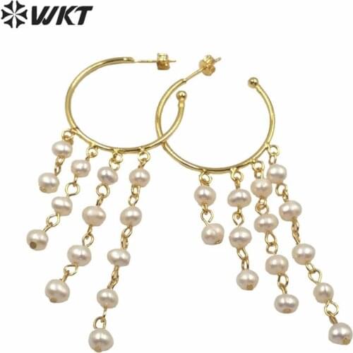 MPE039 Handmade Fashion Lady Boho Earrings Jewelry Wholesale Elegant Drop Earrings Pearl Beads Long Dangling Earrings