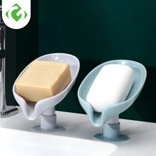 Leaf Shape Soap Box Drain Soap Holder Box Bathroom Shower Soap Holder sponge Storage Plate Tray Bathroom Supplies Bathroom Gadge