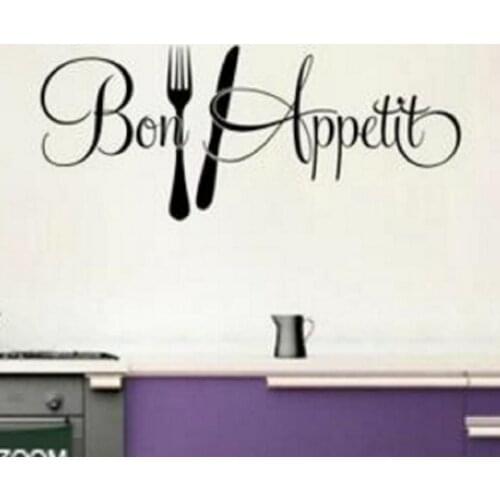 New Removable Bon Appetit Words Pattern Kitchen Dining Wall Sticker Home Room Decor Waterproof Stickers New Promotion