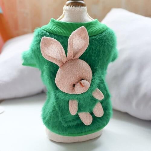 2021 New Arrival Back Bunny Design Pet Clothes for Small Dogs Cute Chihuahua Costume Soft Plush Puppy Hoodie Yorks Coat Outfit