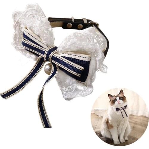 Pet Collar Lovely Lace Bowknot Adjustable Pet Bowtie Puppy Collar for Cats Dogs