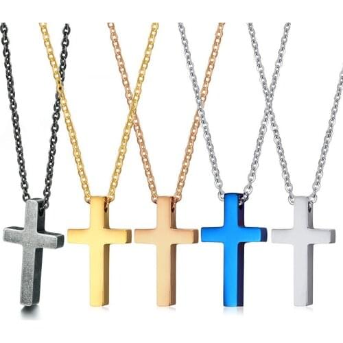 5 Colors Stainless Steel Litter Cross Pendants Necklace For Men Women Unisex Jewelry Drop Shipping