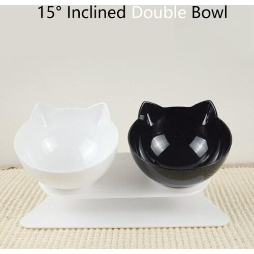 Pet Cat Bowl Cat Food Bowl Cat And Dog Bowl Double Black And White