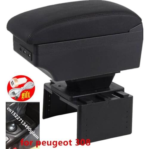 For peugeot 308 armrest box With USB interface