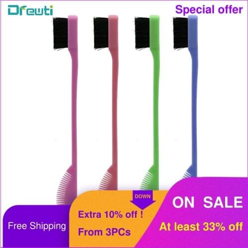 DREWTI Dual Edge Brush and Comb, 2-in-1 Edge Control and Hair Brush, Hairline brush Random Color Wholesale