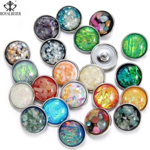 RoyalBeier 50pcs/lot Theme Mixed Acrylic Glass Charms Reflective Colorful Light 18-20mm Snap Button DIY Snap Jewelry KZHM109