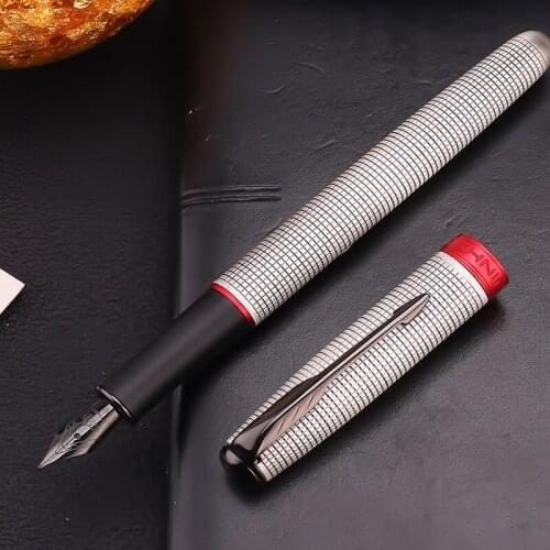 JINHAO 75 Fountain Pen High Quality Frosted Black Brushed Feather Titanium Black Stationery 0.5MM ink pen School Supplies