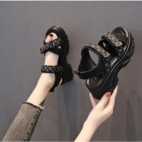 2021 Summer Fashion Womens Flat Canvas Sandals Hook Loop Casual Female Outdoor Sports Shoes Beach