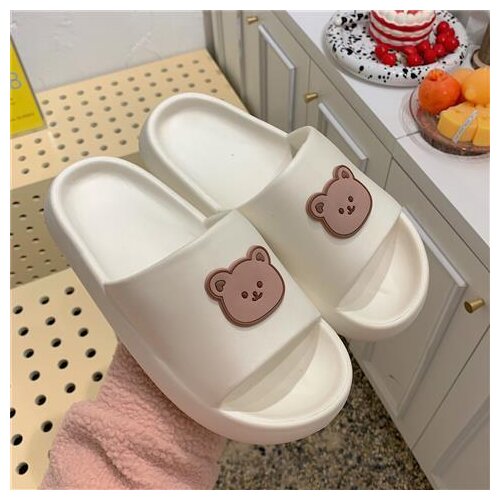 Cute Cartoon Women Bear Slippers Womans Summer Flip-Flops Sandals 2021 Platform Casual House of Sunny Kawaii Home Soft