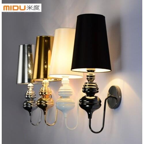 Modern brief wall lamp White /Black /Golden /Silver Spain bedside lamp Living room