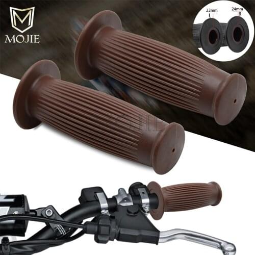 22MM/24MM Comfort Motorcycle Hand Grips Cool Brown Motorcycle Handlebar for Cafe Racer Bobber Clubman Custom For HONDA KAWASAKI