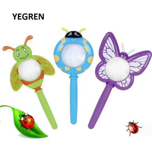 Cartoon Insect Shape Magnifying Glass Outdoor Exploration Learning Kids Children Educational Toys Magnifier Ladybug Butterfly
