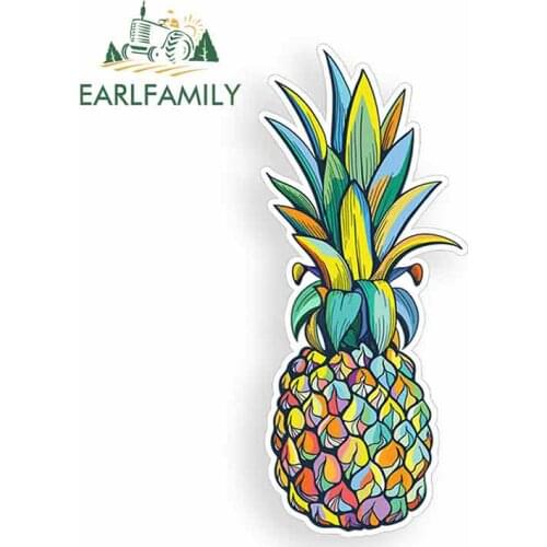 EARLFAMILY 13cm x 13cm Cartoon Pineapple Car Stickers Vinyl JDM Bumper Trunk Truck Graphics Waterproof Anime 3D DIY Fine Decal