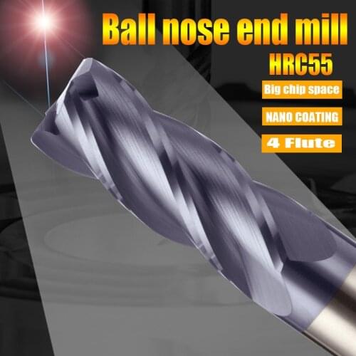 TUGE Cutter HRC55 4 Flute Tungsten Steel Carbide Milling Cutter Hard Alloy Milling Tools End Mill For Metal Milling Cutter