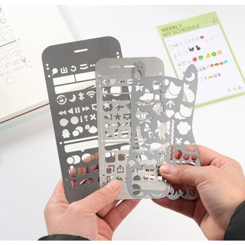 W41al Template cat Geometric figure Painting s Mold r11 Lovely w51 Diary Mold Stencil Stainless Steel Ruler