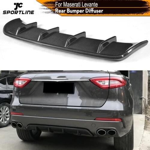 Rear Bumper Diffuser Lip Spoiler Bumper for Maserati Levante Base S Sport Utility 4 Door 2016 - 2019 Carbon Fiber / FRP Black