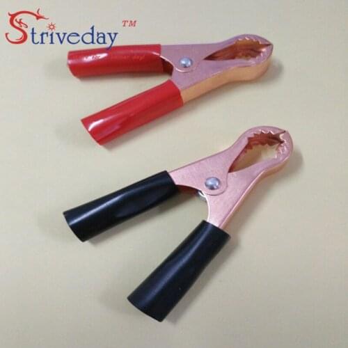 10pcs/bag Round mouth With teeth Alligator clips Car charger clip Power Clamps 50A With teeth Plated copper clip long 8cm