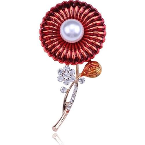 Brand New Crystal Enamel Big Daisy Flower Brooches for Women Coat Wedding Dress Brooches Pin Decors Girl Jewelry Best Gift