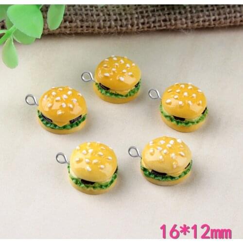 10pcs 16*12mm DIY resin western Hamburger burger charms kawaii cabochon sticker simulated fake food craft decoration jewelry