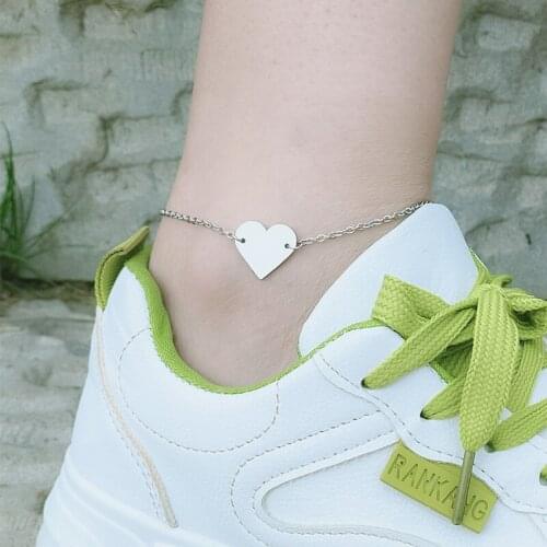 10pcs Stainless Steel Heart Charm Anklets Best Friends Gift Boho Jewelry Bransoletka Na Noge Gold Filled Ankle Bracelets Women