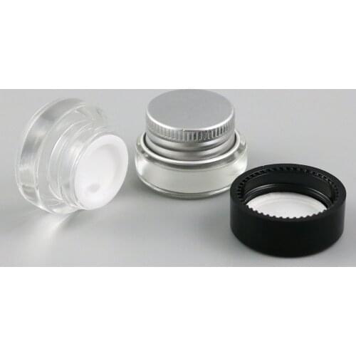 360 x 3g Small Cute Glass Cream Make up Jar Pot with Aluminum Plastic Cap White Pad 1/10 oz Empty Cosmetic Container Packaging