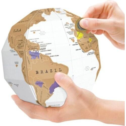 3D Stereo Scratch Assembly Paper Globe World Map Ball for Travel Kid Child Toy Gift Personalized Geography Educational Supplies