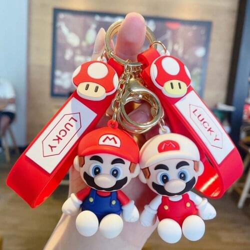 Anime Figure Cartoon Doll Mario PVC Soft Rubber Keychain Pendant Bag Key Ring Pendant Accessories Childrens Toys Birthday Gifts