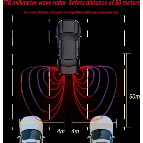 Car Blind Spot Detection 77G Millimeter Microwave Radar Sensor System BSD Motion Light Warning