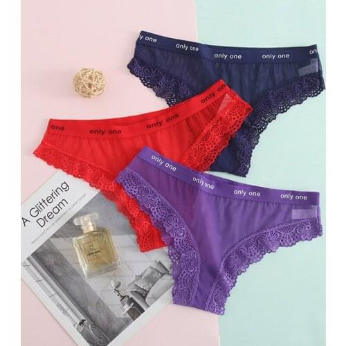 BANNIROU 3pcs Sexy Panties For Woman Lace Mesh Briefs Underwear For Women Female Sexy Panties Underpants Ladies Intimates 2021