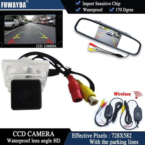FUWAYDA Wireless CCD Car RearView Camera for Mercedes-BenzC/E/S/CL CLASS W204 W212W216W221 C207+4.3 Inch rearview Mirror Monitor