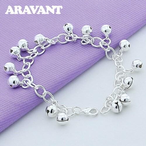 925 Silver Cute Bell Smooth Ball Bracelet For Women Silver Fashion Jewelry